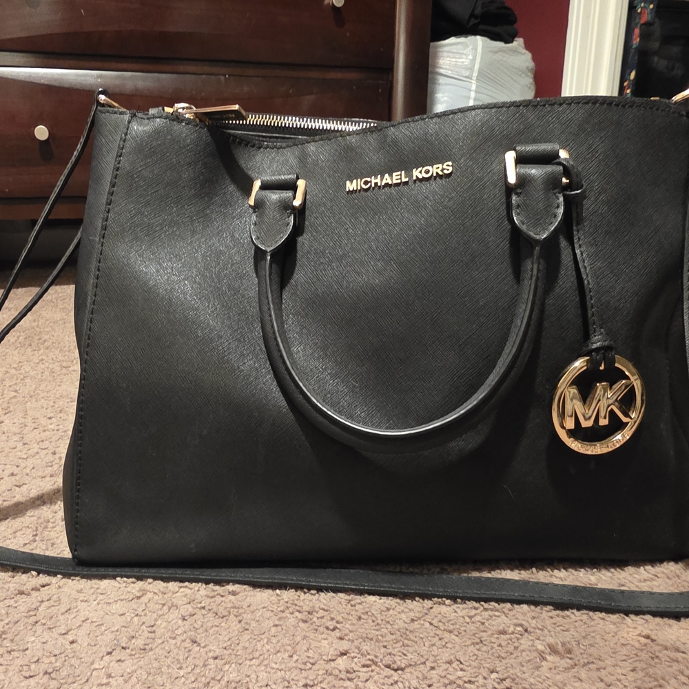 Michael Kors Black Satchel with Gold Accents